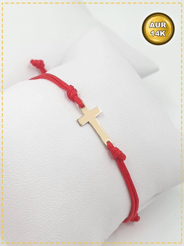 bratara snur cu cruciulita simpla aur