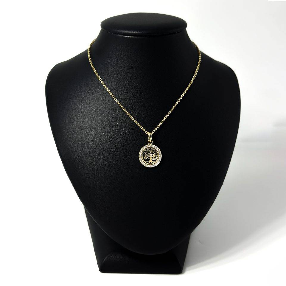 Lantisor copacul vietii aur 14k si pietre zirconiu