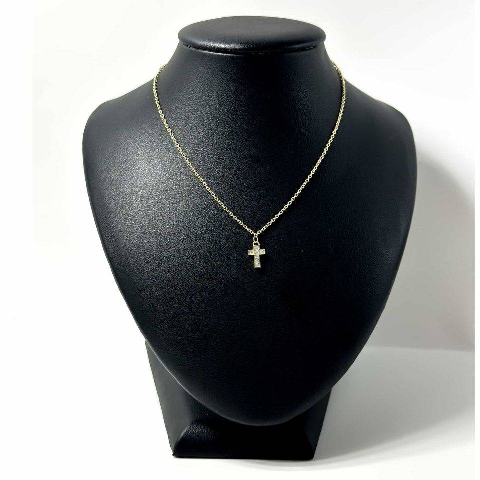 Lantisor cu cruce dama aur galben 14k