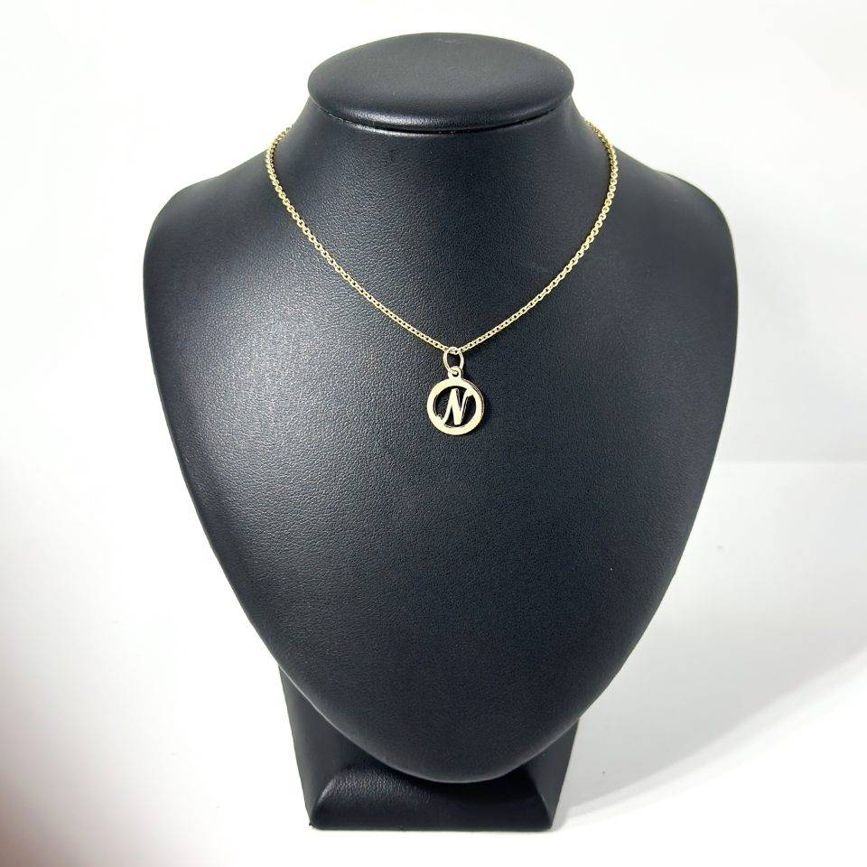 Lantisor cu initiala n din aur 14k