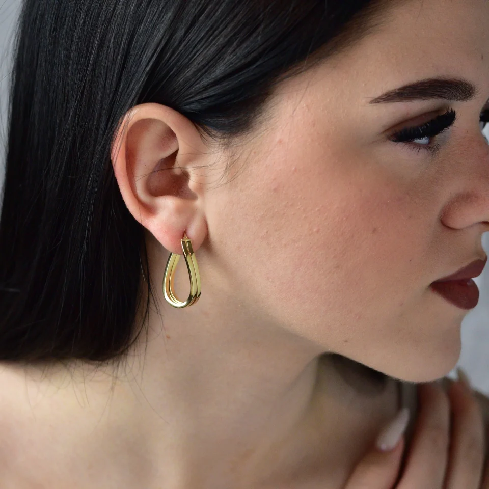 Cercei aur 14K dama ovali 30mm latime 20mm