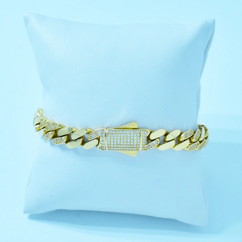Bratara aur 14K dama cuban zirconiu zale inchizatoare 19cm