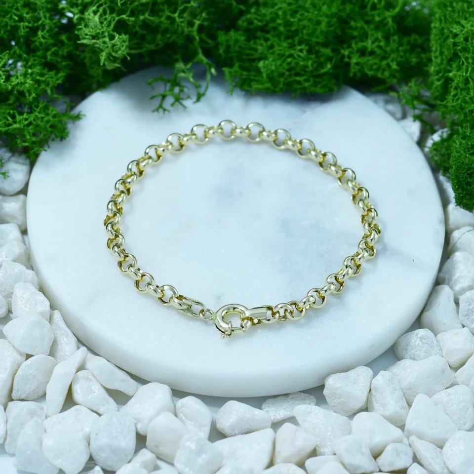 Bratara dama aur galben 14K cu zale rotunde