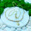 Lantisor aur combinat 14K dama steluta si zirconiu