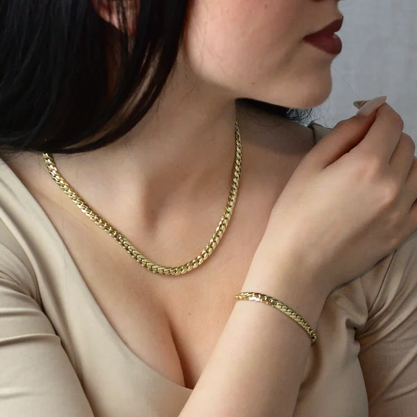 Set Solaris – lanț și brățară aur galben 14K