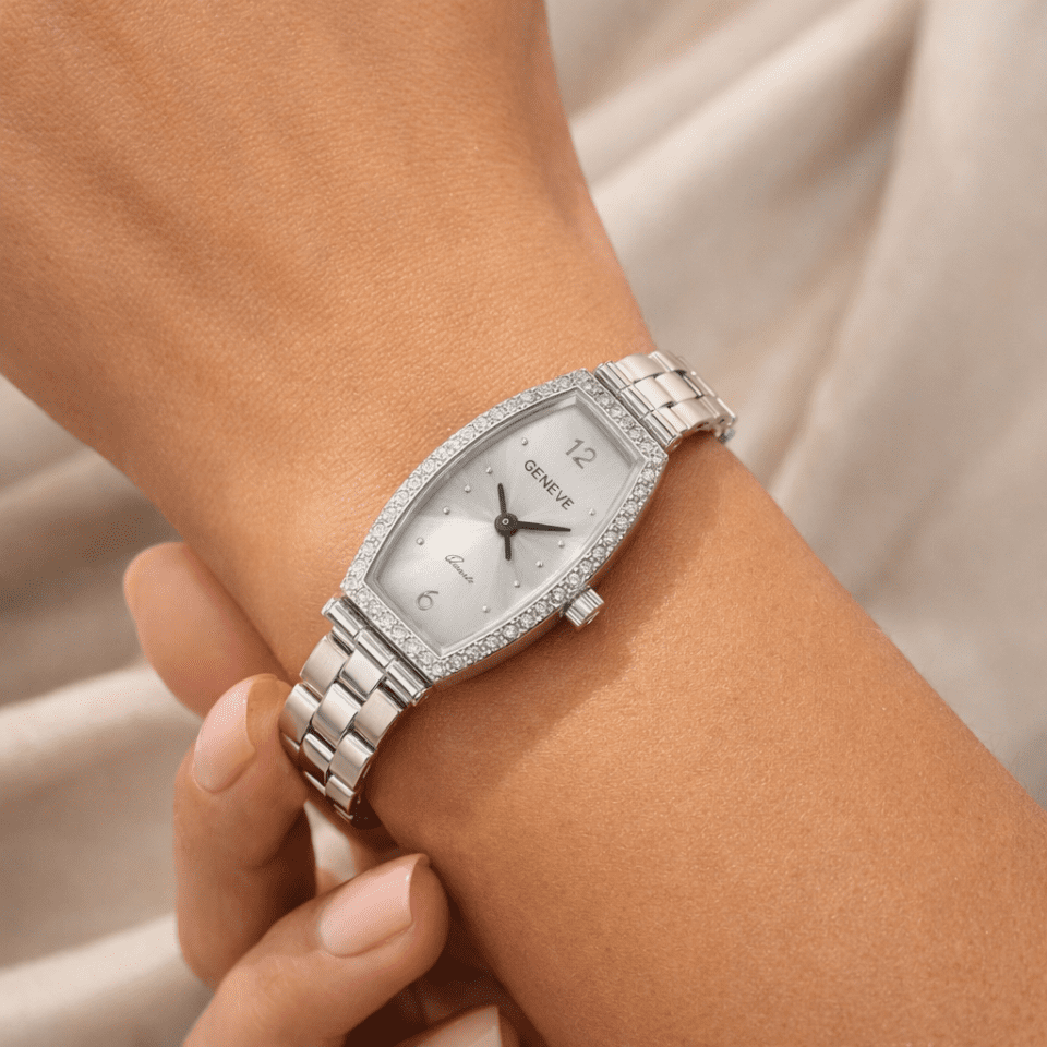 Ceas aur damă 14K Geneve – Aur alb cu Zirconiu