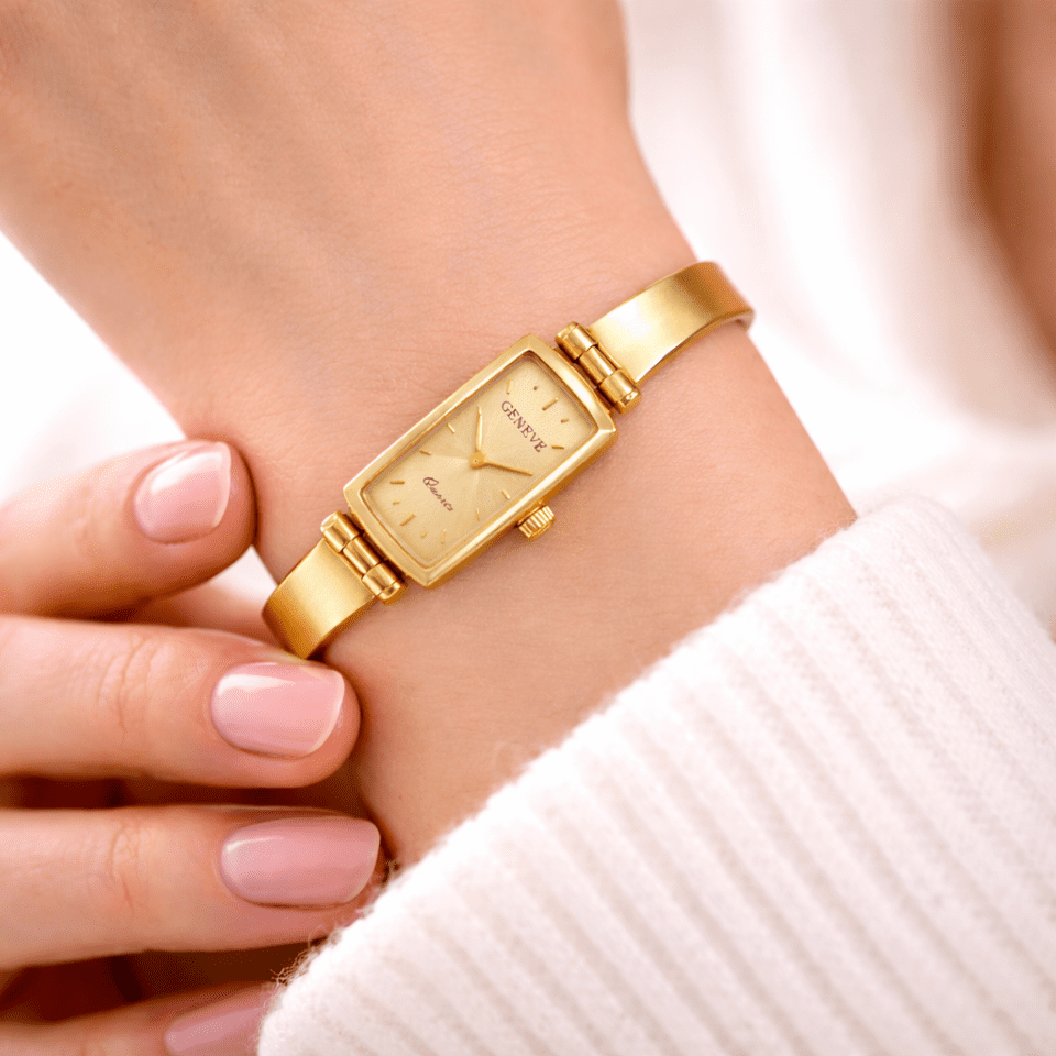 Ceas Aur Damă Geneve Aur galben 14k cadran dreptunghiular